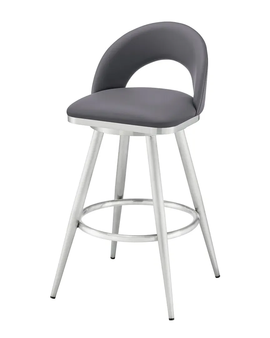 Lottech Swivel Bar Stool - Grey, Faux Leather