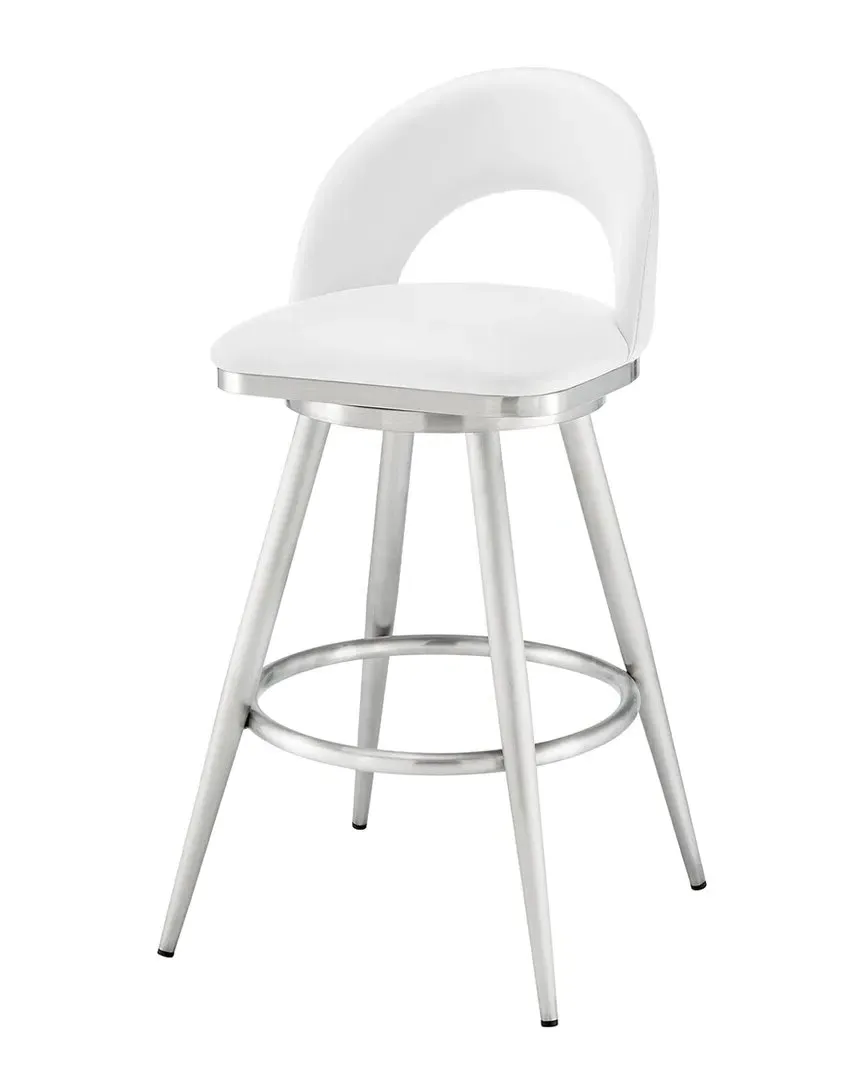 Lottech Swivel Bar Stool - White, Faux Leather