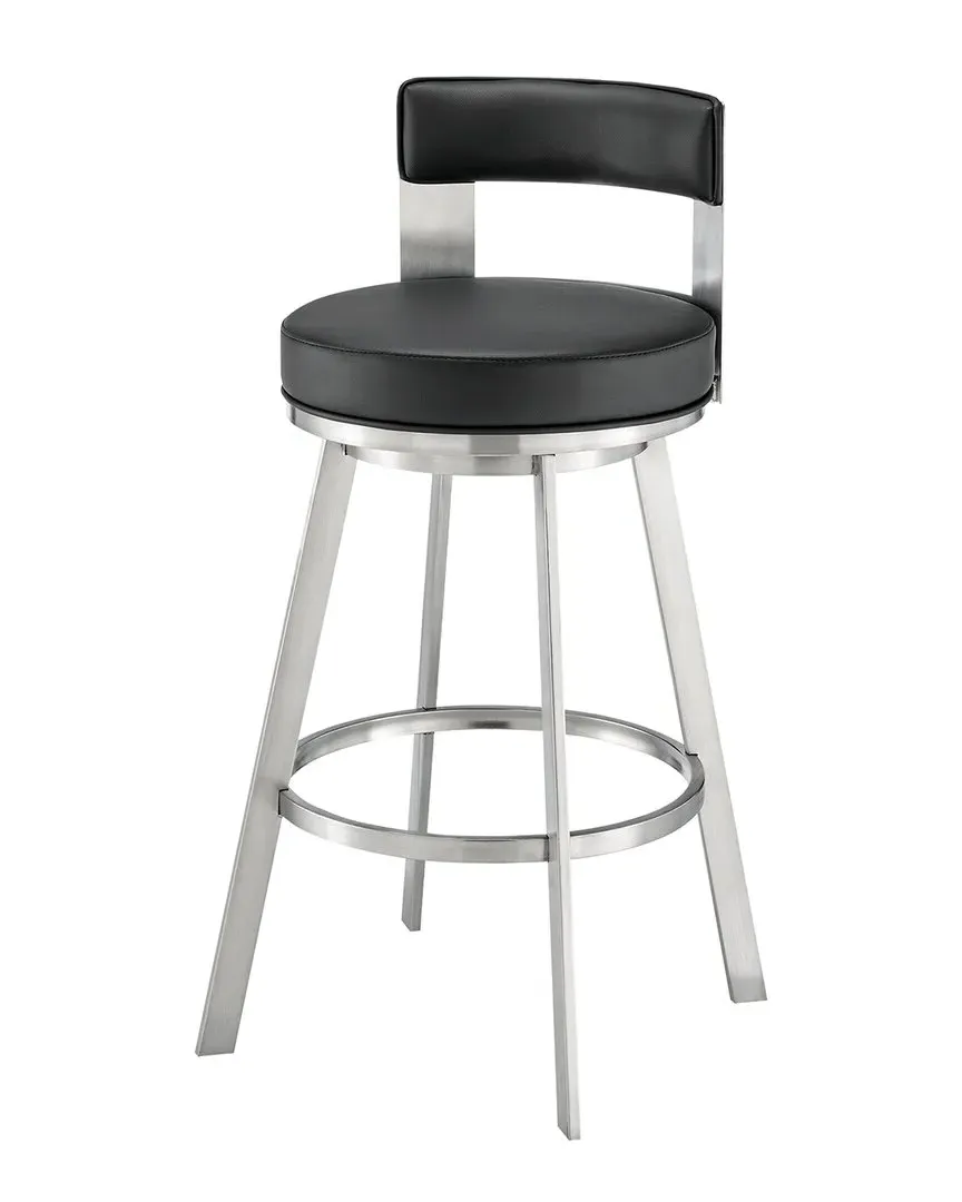 Lynof Swivel Counter Stool - Black, Stainless Steel image
