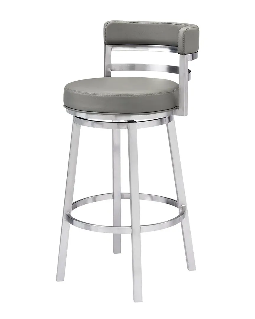 Madrid 26" Counter Height Bar Stool - Grey, Faux Leather