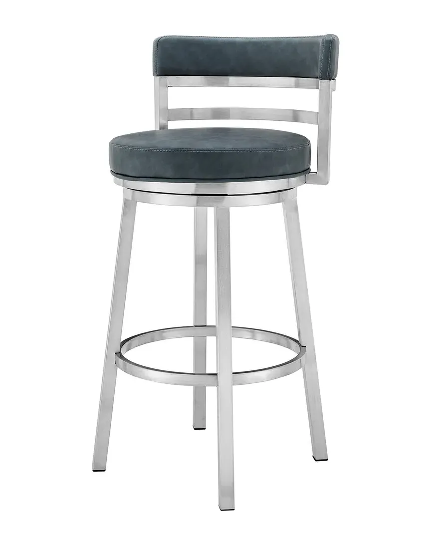 Madrid 26in Counter Height Barstool with Swivel - Blue, Faux Leather image