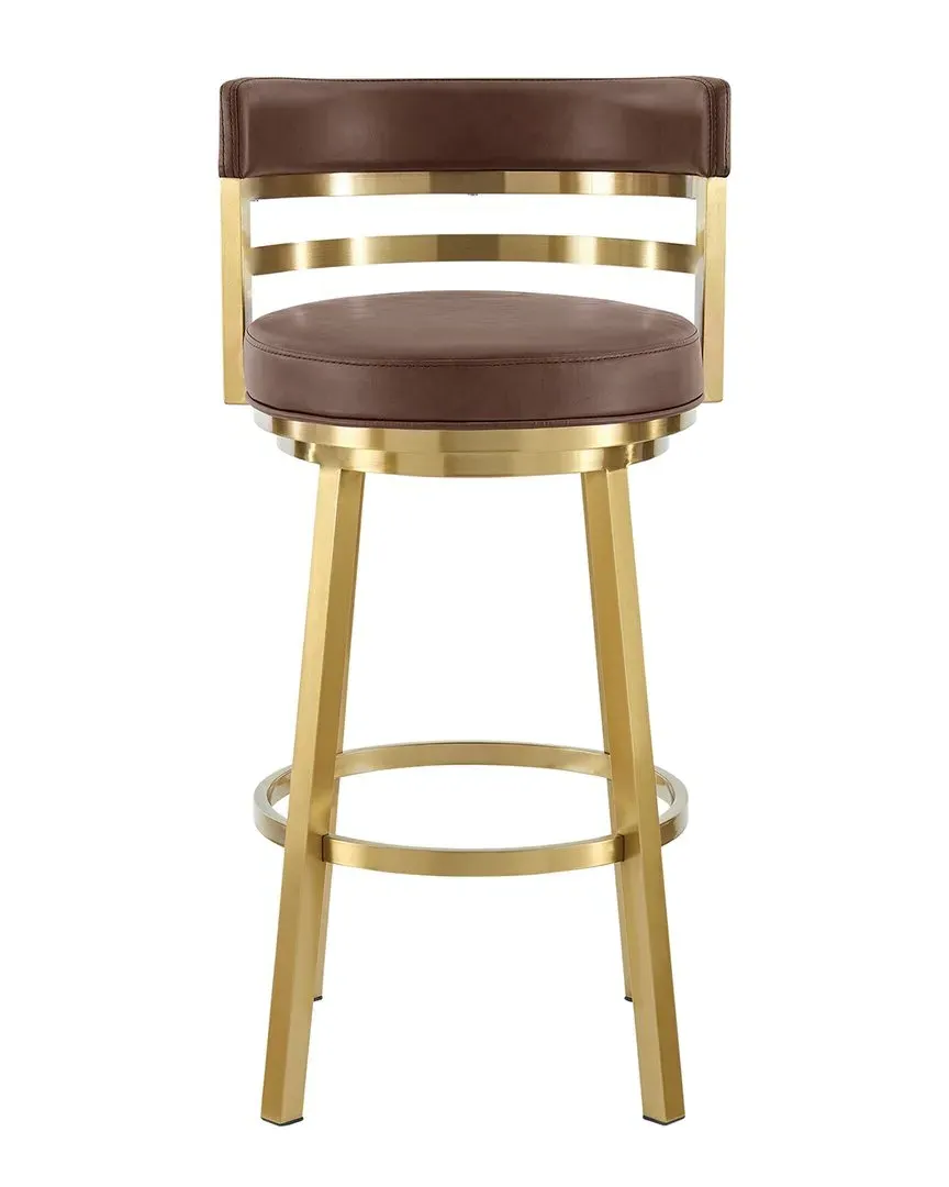 Madrid 26in Swivel Counter Stool - Vintage Coffee, Faux Leather image