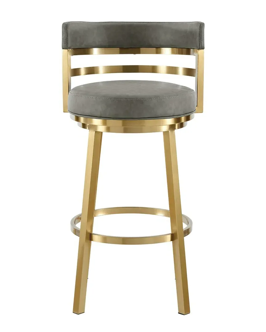 Madrid 26in Swivel Counter Stool - Vintage Gray, Faux Leather