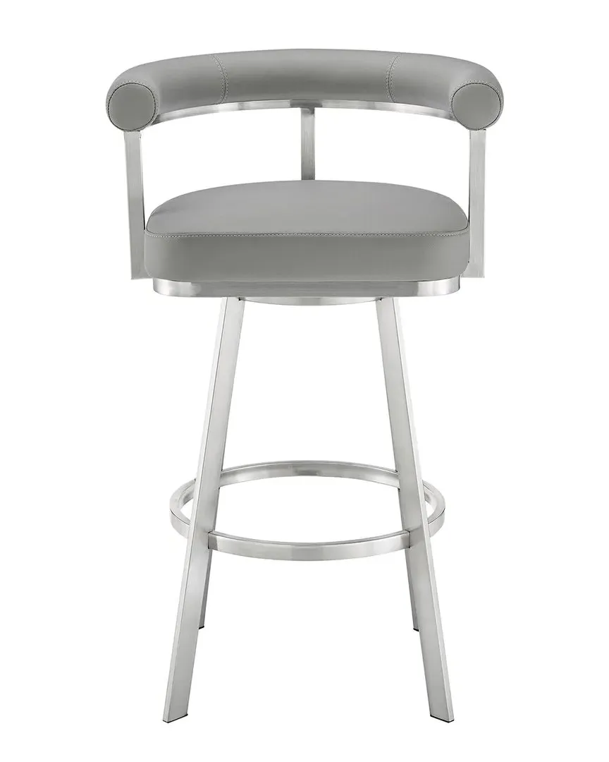 Magnolia 30in Swivel Bar Stool - Light Gray, Faux Leather image