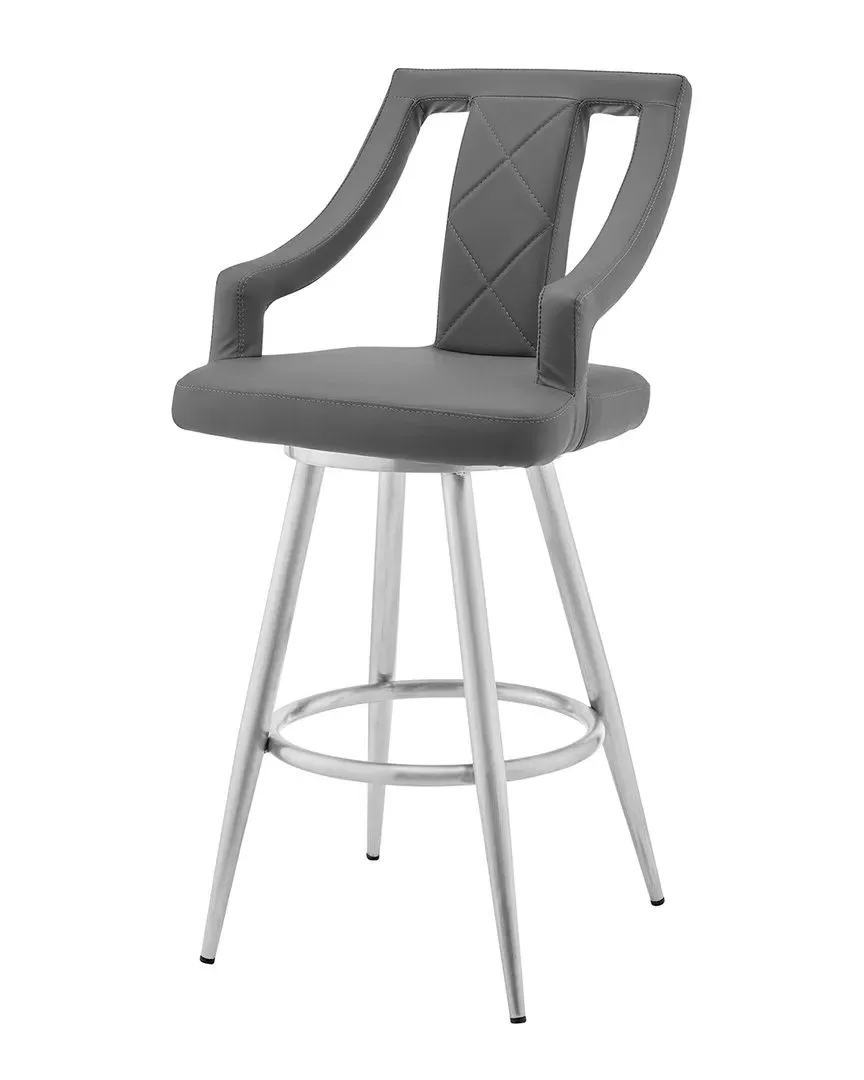 Maxen 30in Swivel Bar Stool - Gray, Faux Leather