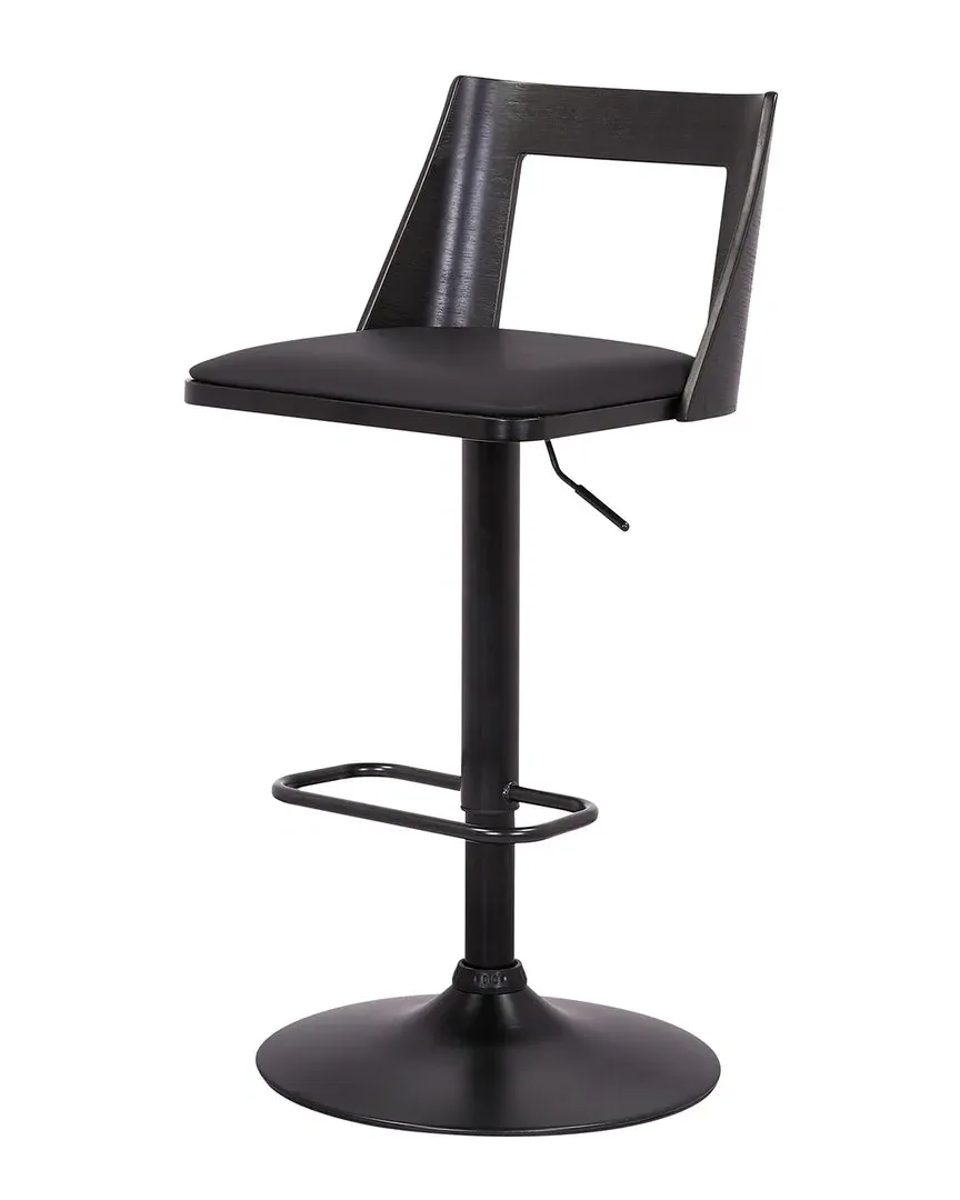 Milan Adjustable Swivel Bar Stool - Black, Faux Leather