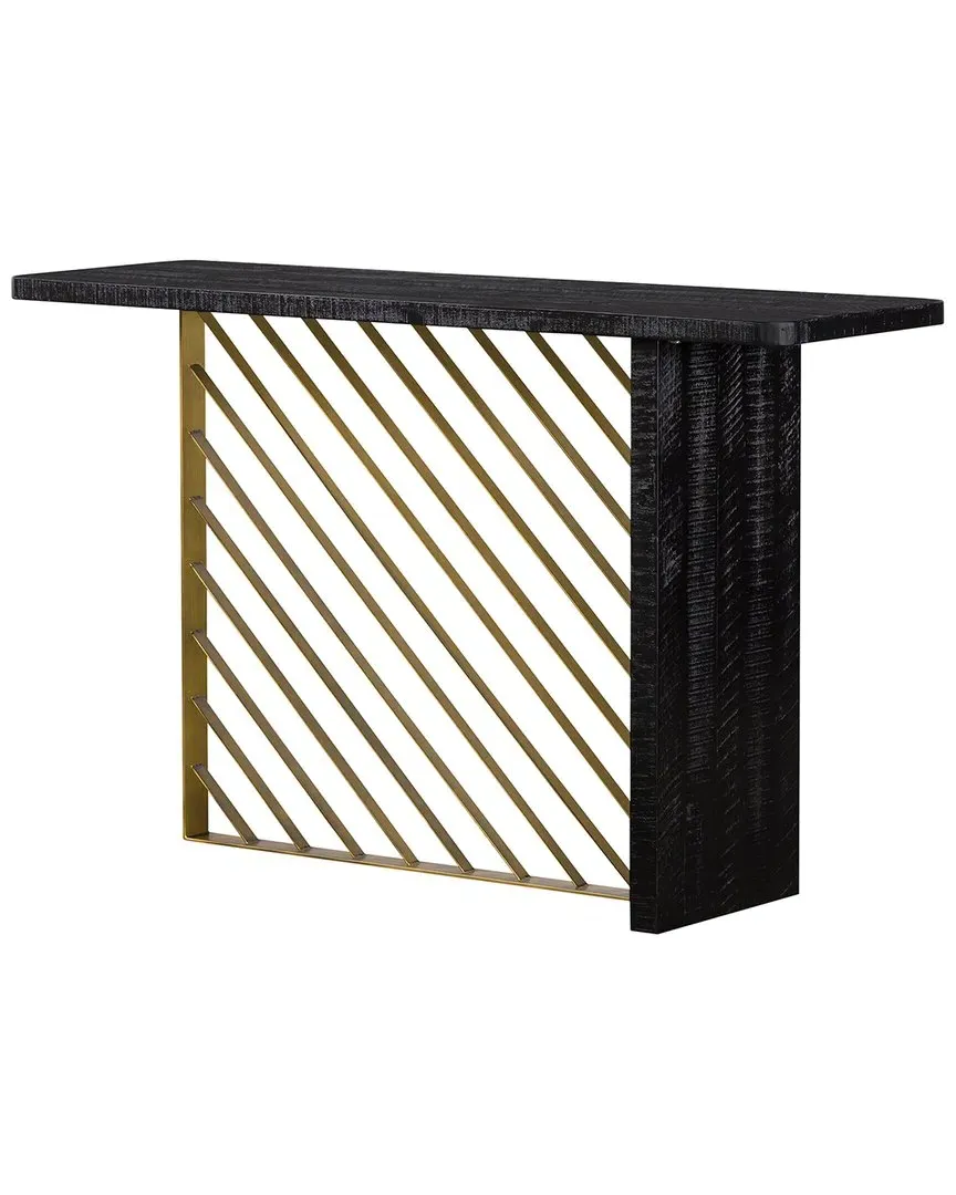 Monaco Console Table with Brass Accent - Black, Acacia image