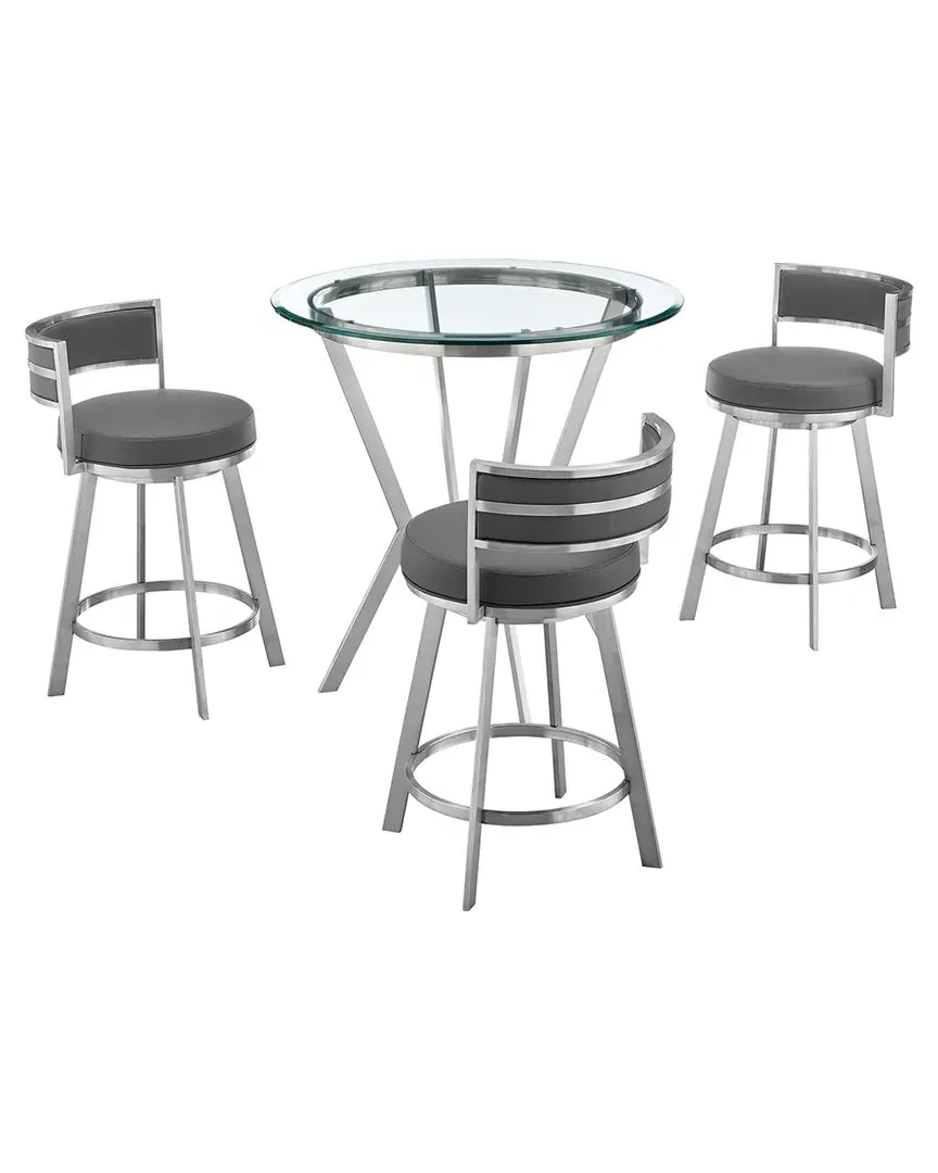 Naomi Roman 4pc Counter Height Dining Set - Gray, Steel