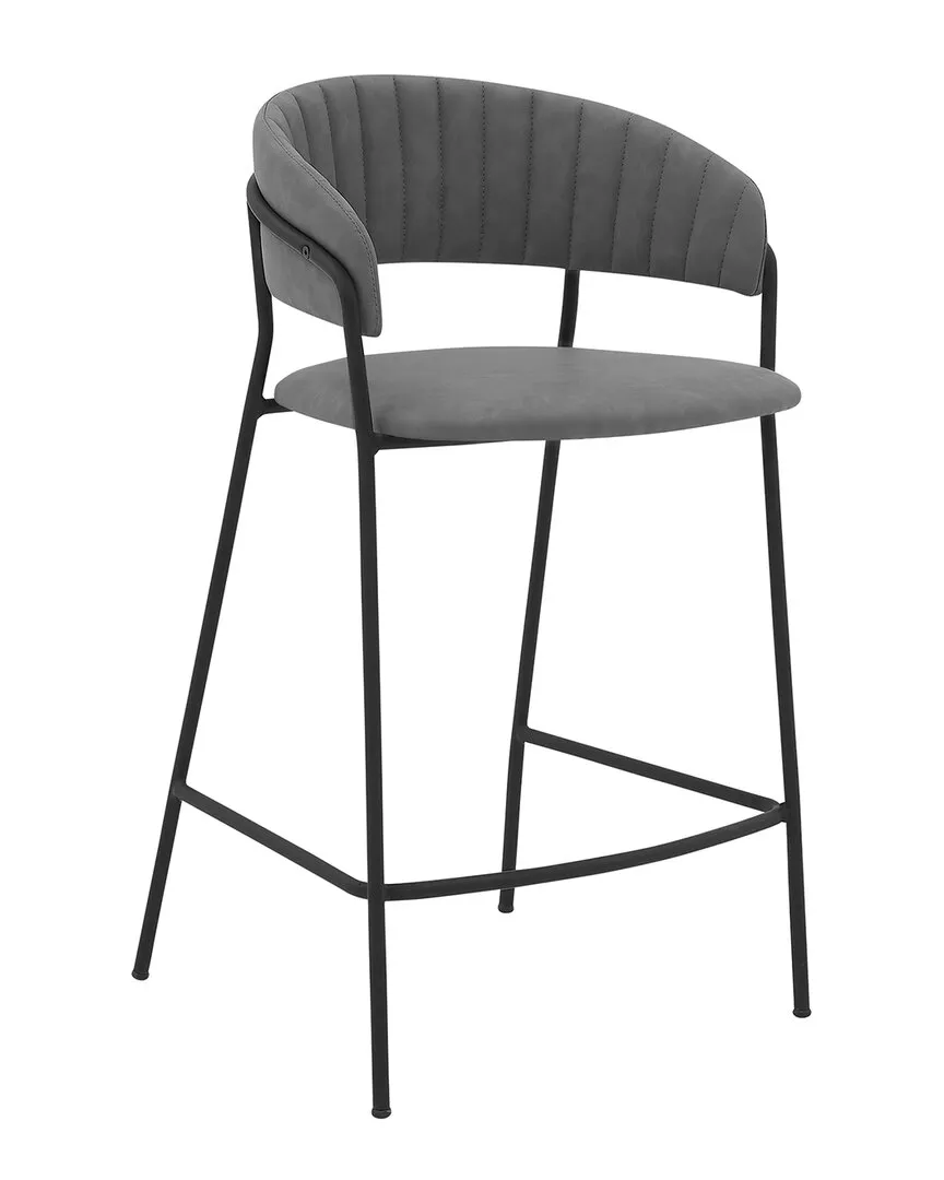 Nara 26In Counter Height Bar Stool - Gray, Faux Leather image
