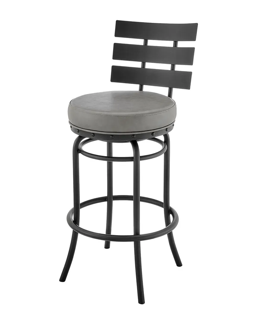 Natya Swivel Bar Stool - Grey, Faux Leather