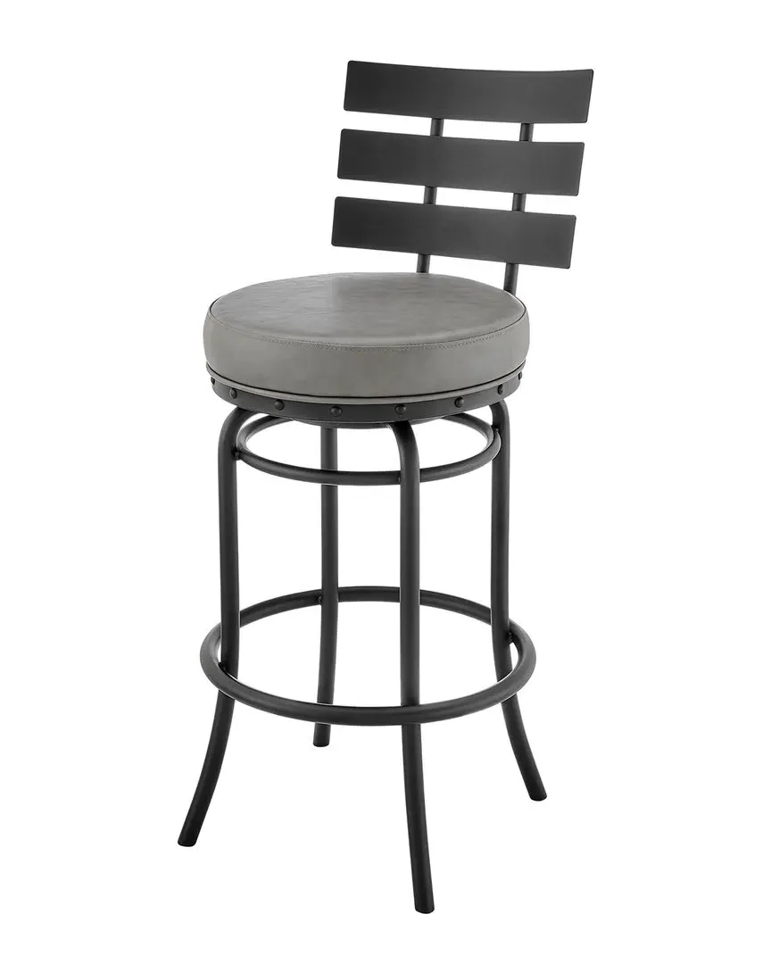 Natya Swivel Counter Stool - Grey, Faux Leather