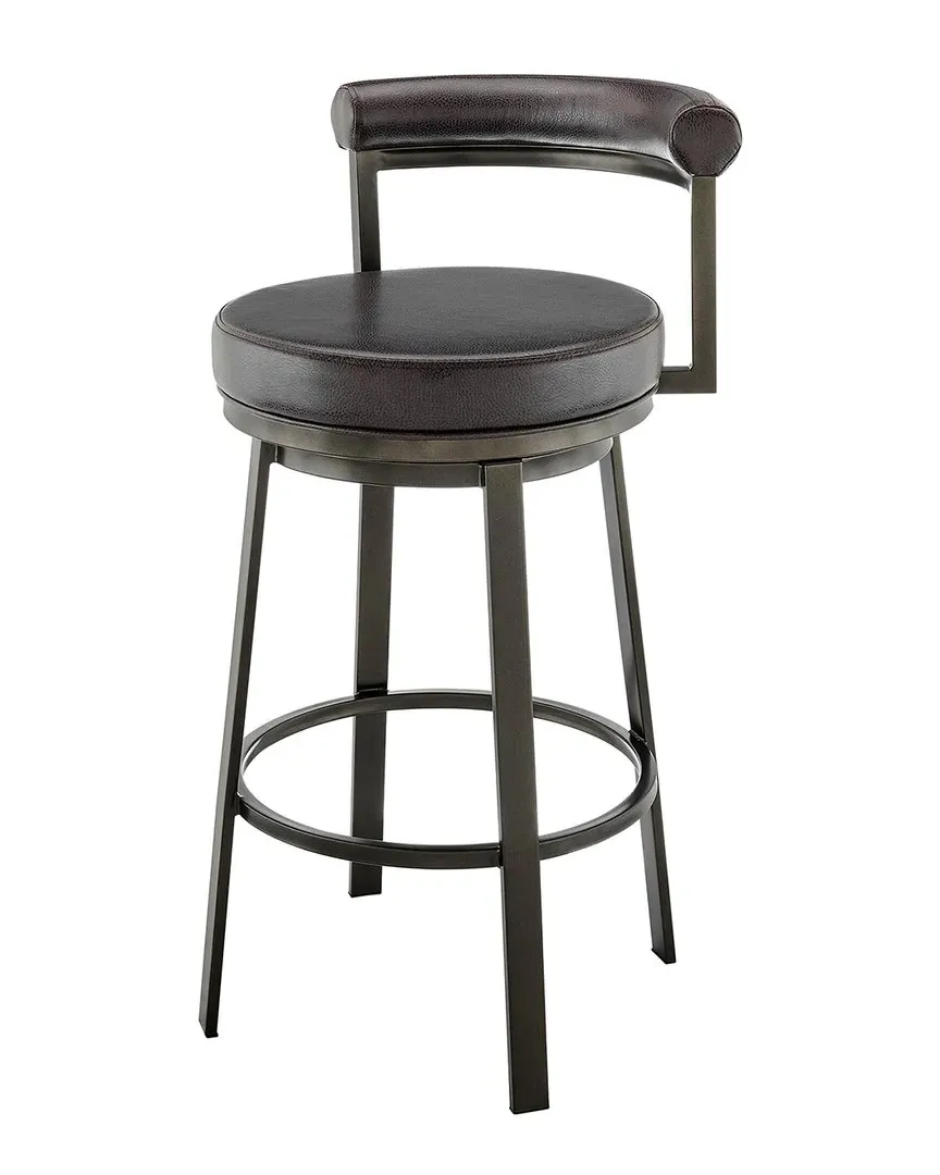 Neura Swivel Bar Stool - Brown, Faux Leather