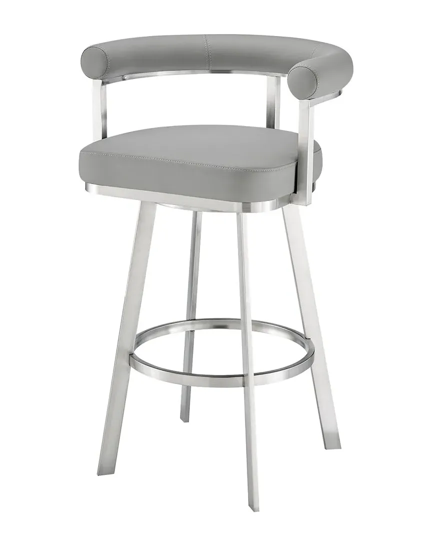 Nolagam Swivel Bar Stool - Grey, Faux Leather image