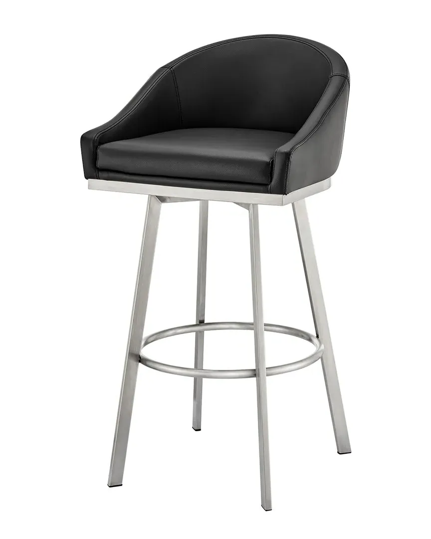 Noran Swivel Bar Stool - Black, Faux Leather image