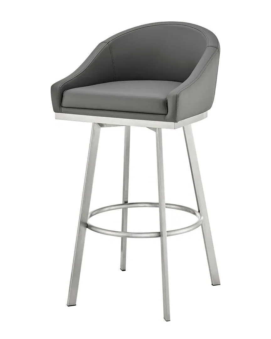 Noran Swivel Bar Stool - Grey, Faux Leather