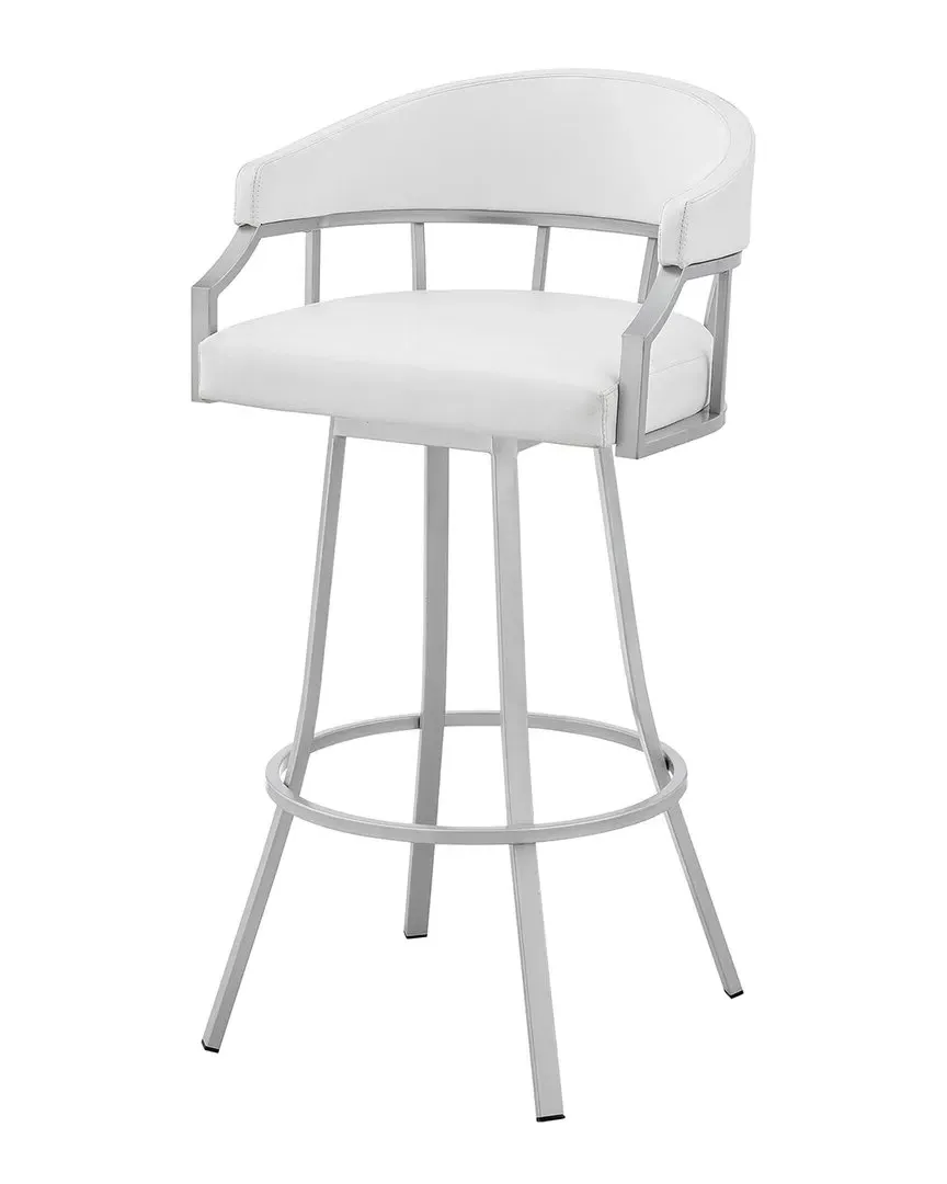 Palmdale 30" Swivel Bar Stool - White, Faux Leather