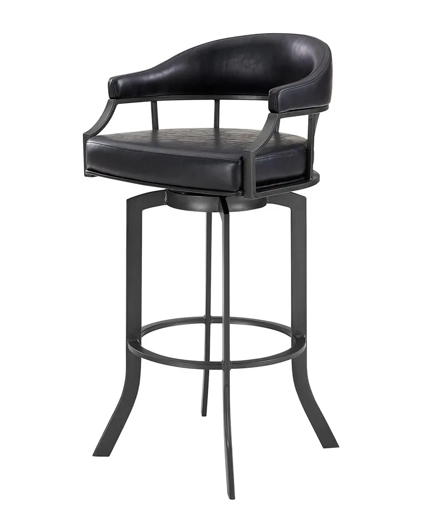 Pharaoh Swivel Bar Stool - Black, Faux Leather image