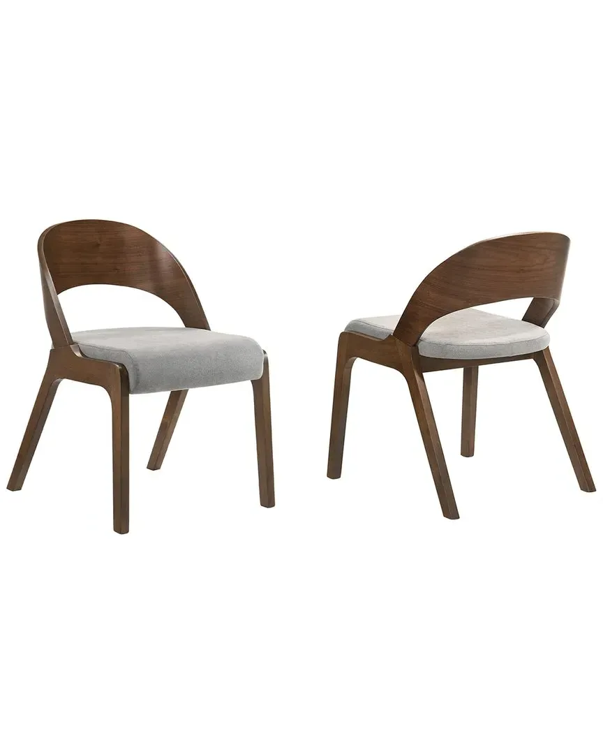 Polly Set of 2 Dining Chairs - Gray, Rubberwood