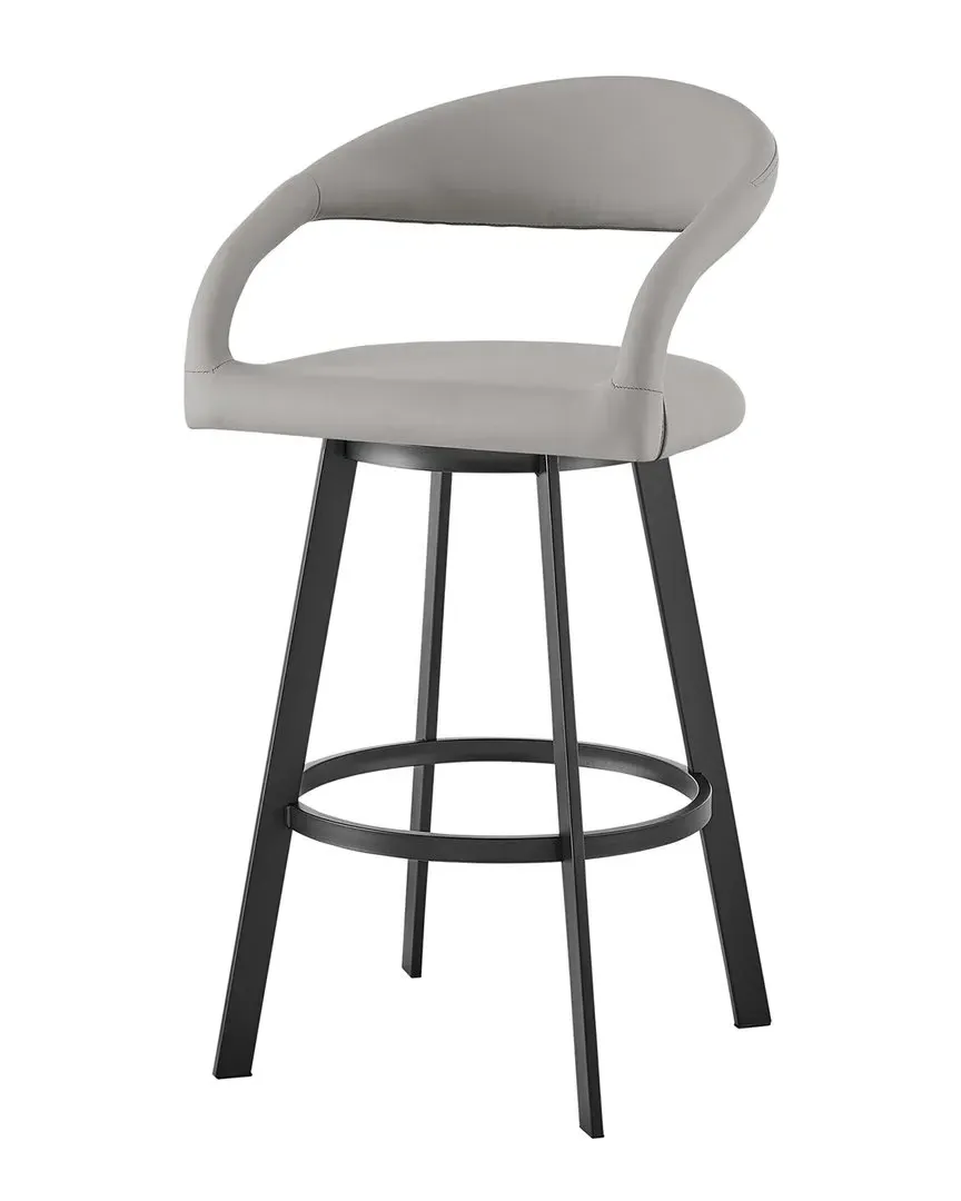 Ramona 26in Swivel Counter Stool - Light Grey, Faux Leather