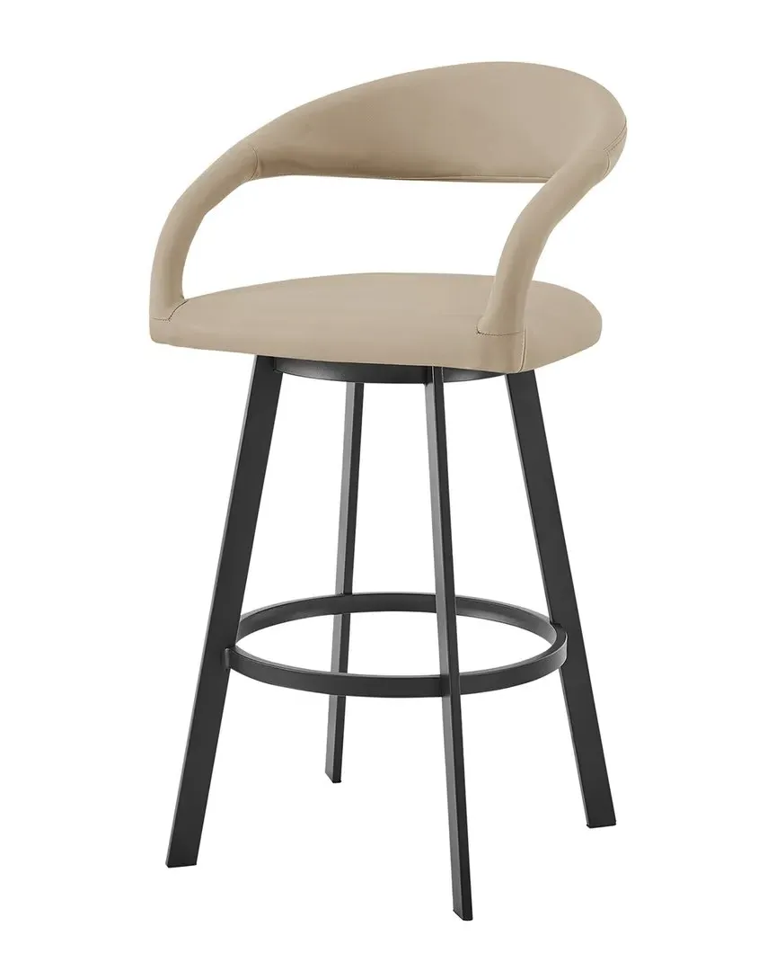 Ramona 30in Swivel Bar Stool - Beige, Faux Leather image