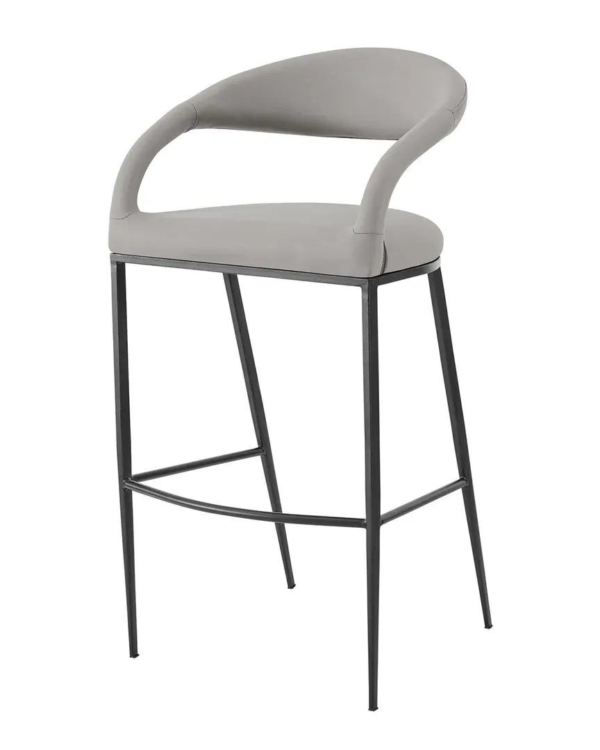 Ramona Counter Stool with Footrest - Light Gray, Faux Leather