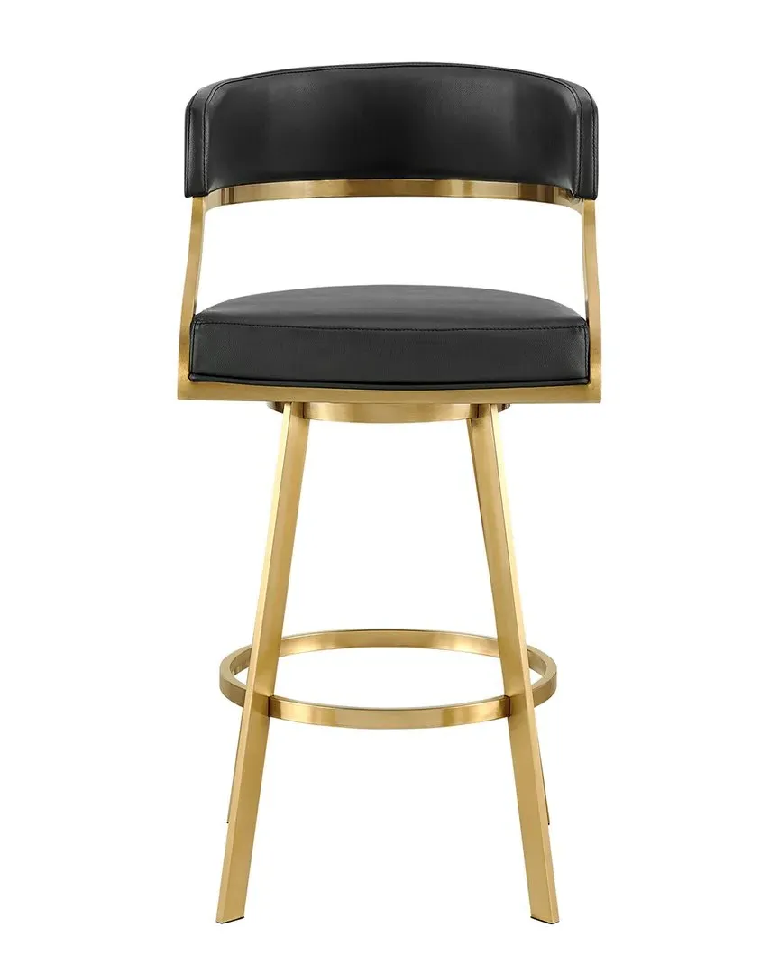 Saturn 26in Swivel Counter Stool - Gold, Faux Leather