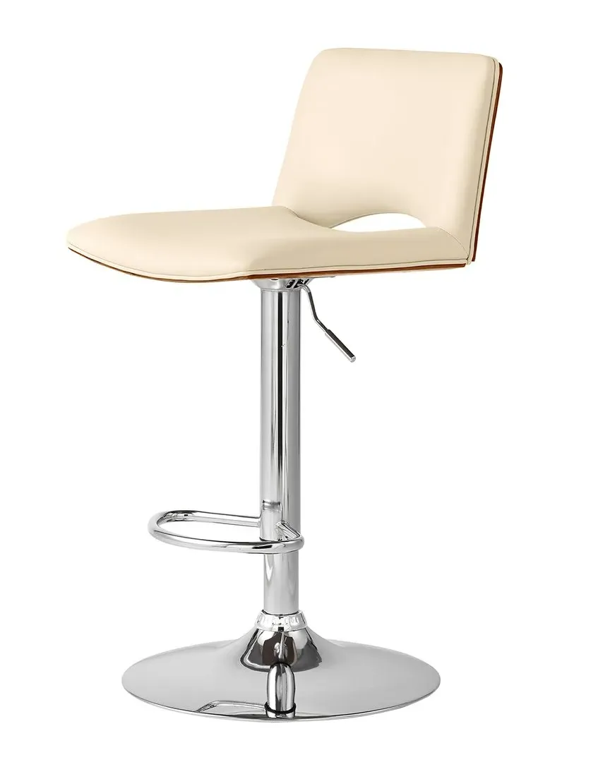 Thierry Adjustable Swivel Barstool - Cream, Faux Leather