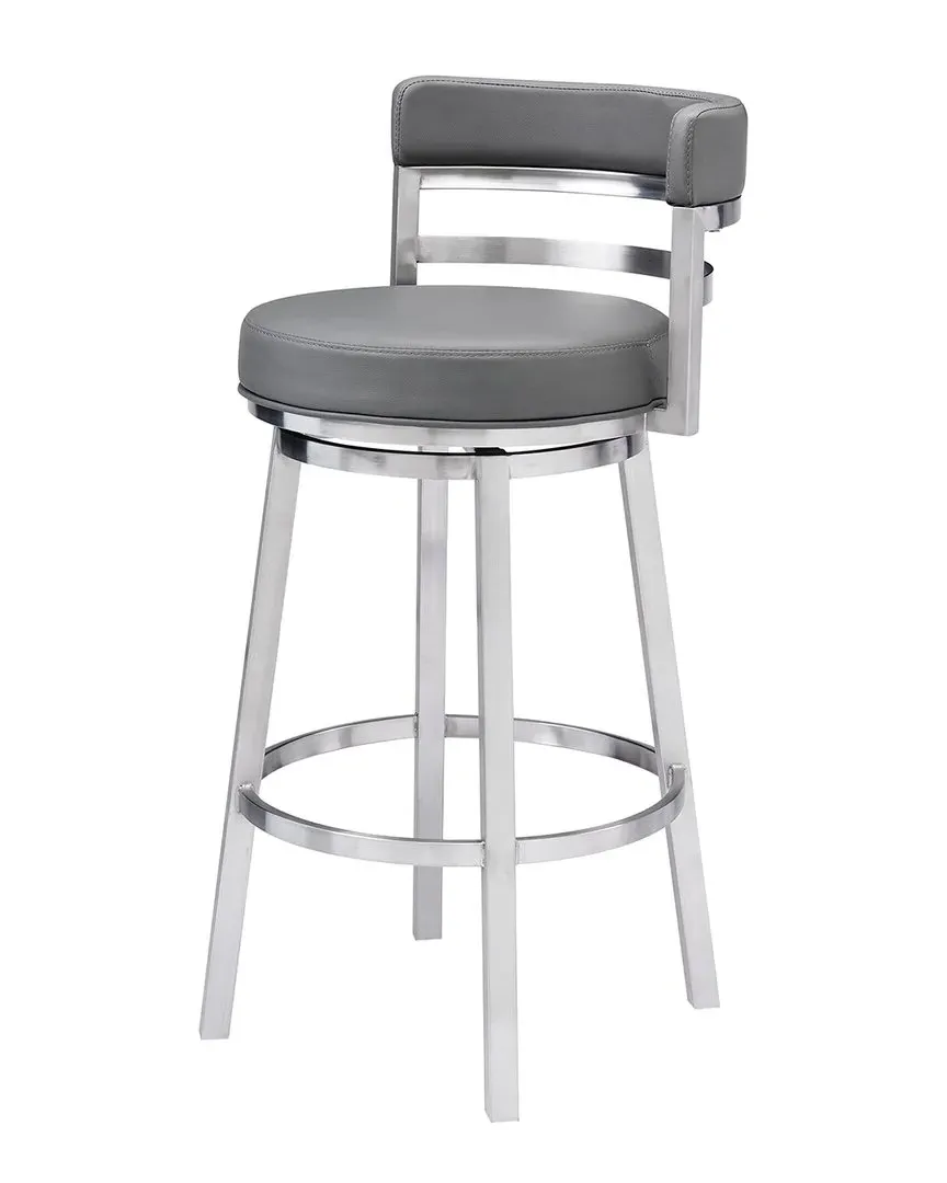 Titana 26" Counter Height Swivel Bar Stool - Grey, Faux Leather