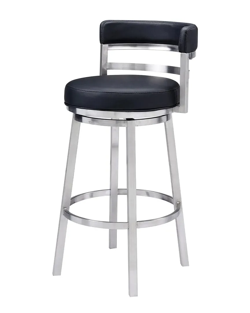 Titana 30" Bar Height Swivel Bar Stool - Black, Faux Leather image