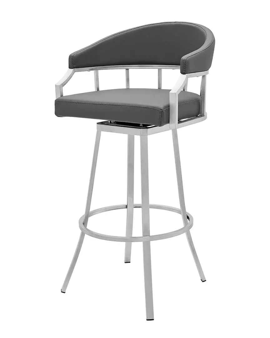 Valerie 30" Swivel Bar Stool - Grey, Faux Leather