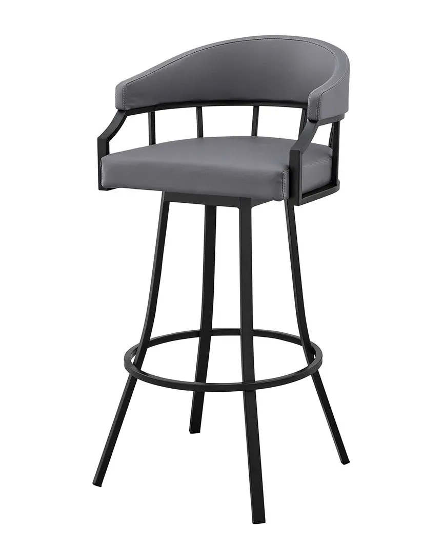 Valerie 30" Swivel Bar Stool - Grey, Faux Leather image