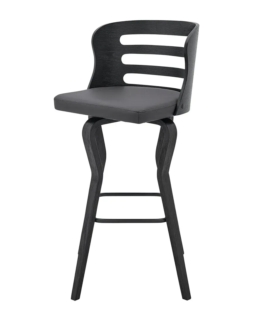 Verne 30In Swivel Bar Stool - Gray, Faux Leather image