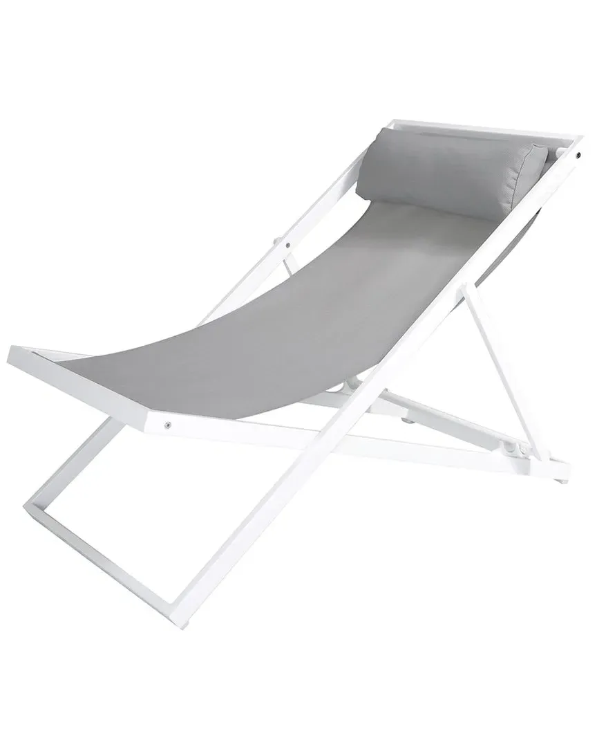 Wave Outdoor Patio Aluminum Deck Chair - White image