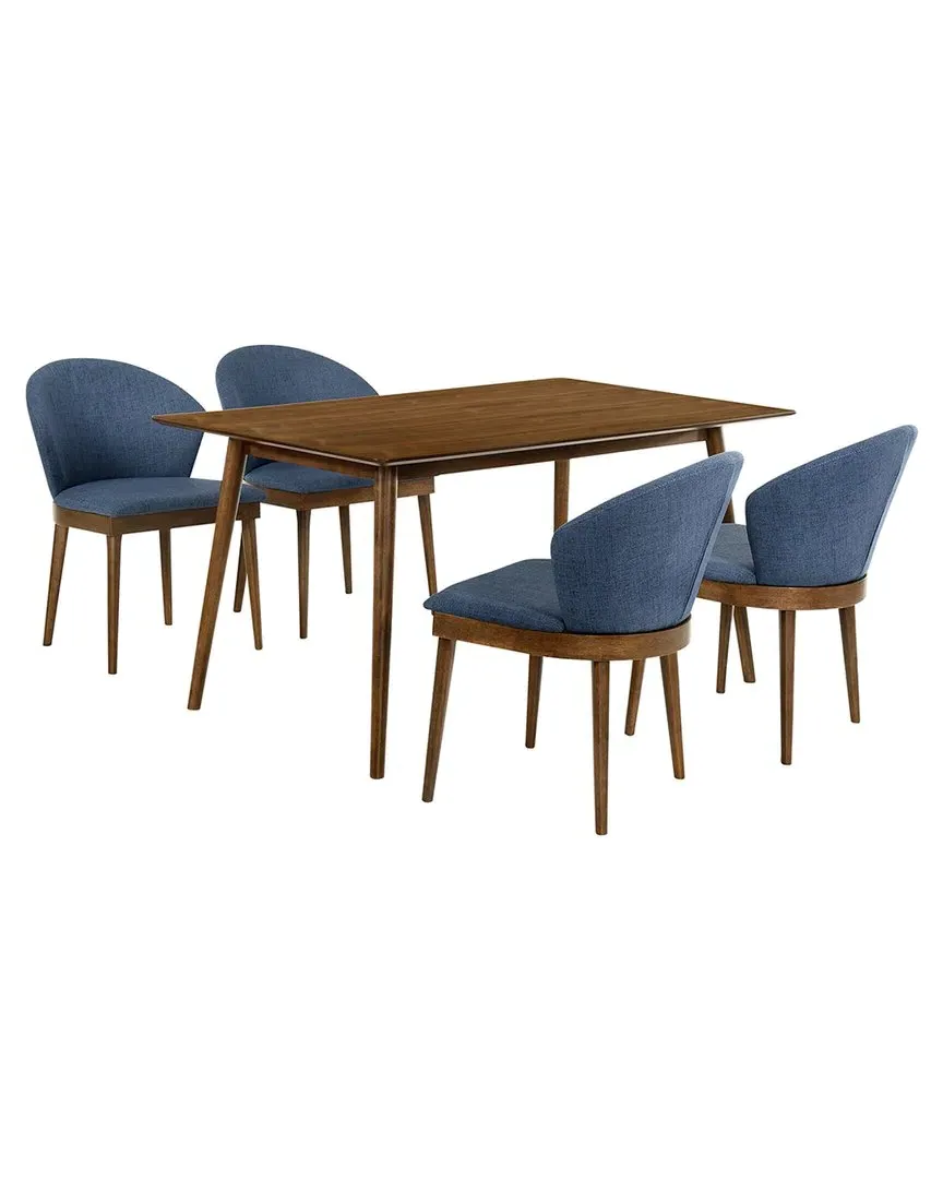 Westmont and Juno 5-Piece Dining Set - Walnut, Rubberwood