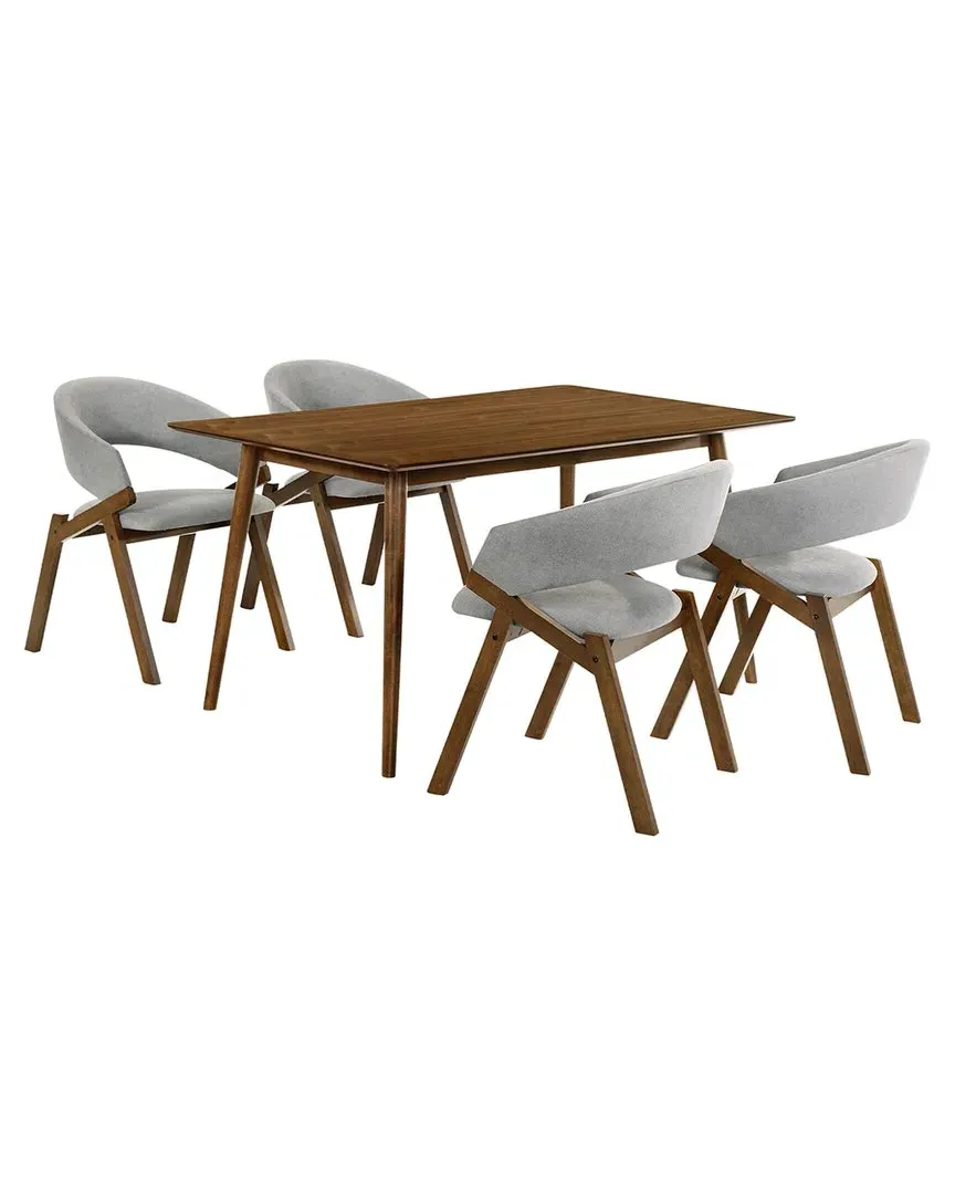 Westmont and Talulah 5-Piece Dining Set - Walnut, Rubberwood