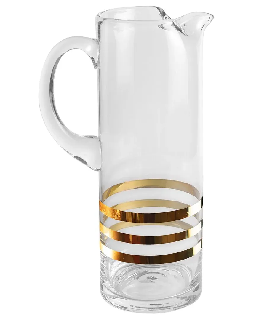 3 Striped Glass Pitcher with Handle - Clear