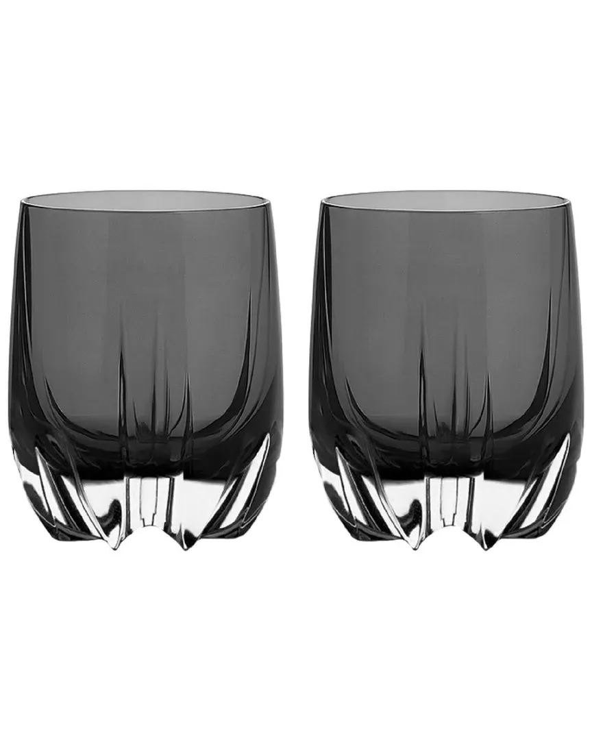 Crescent Double Old Fashioned Tumblers Set of 2 - Charcoal Gray, Glass