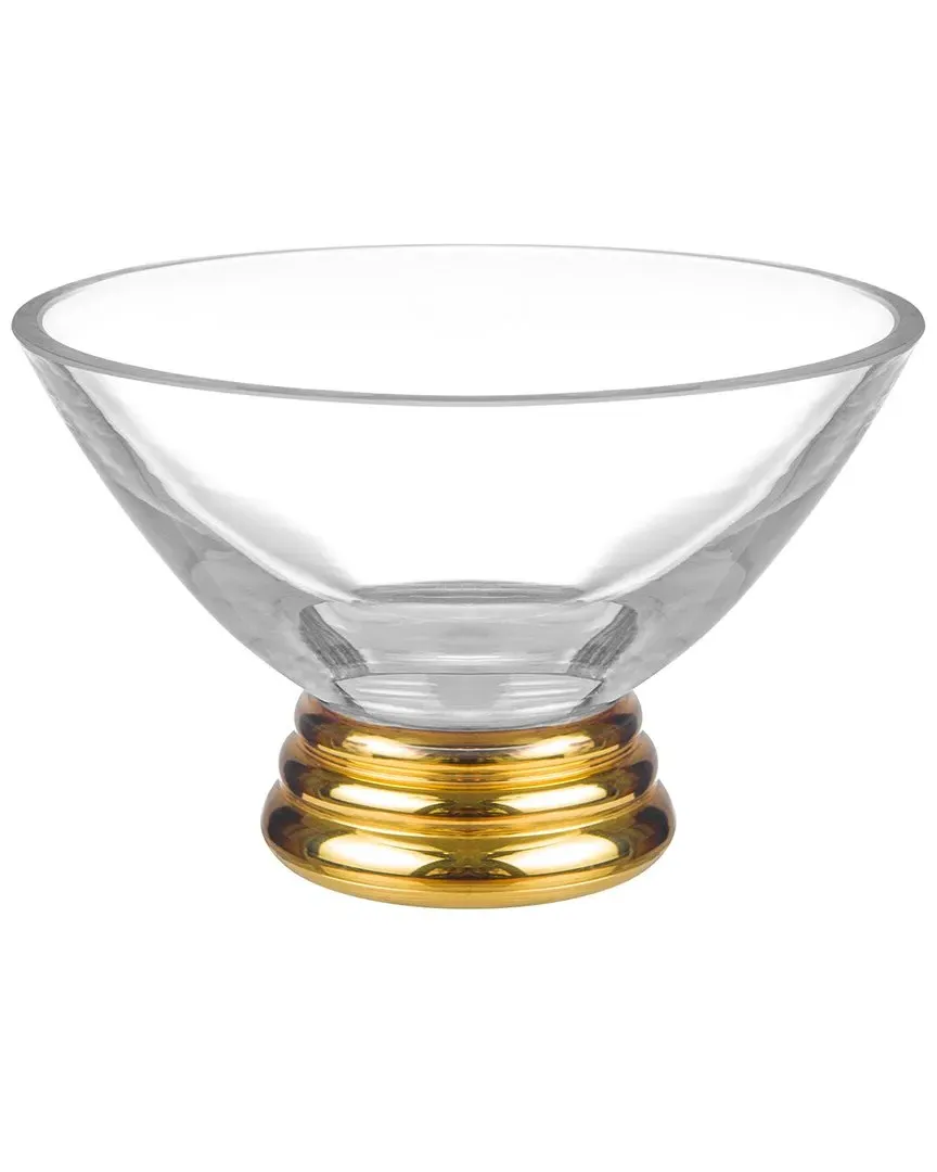 Glass Footed Bowl - Clear, Gold