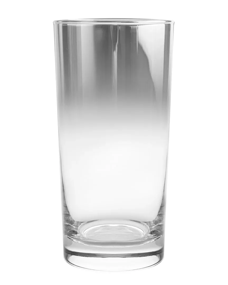Set of 4 Highball Glasses with Metallic Finish - Clear