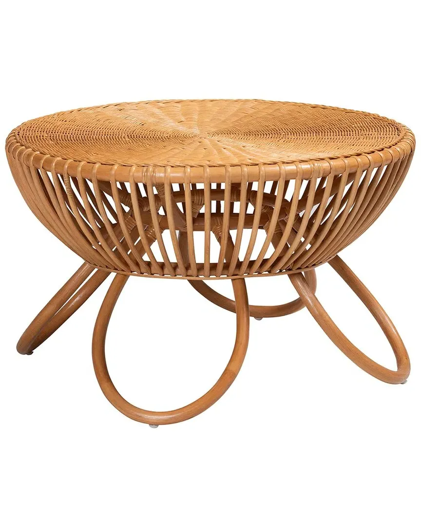Abel Coffee Table with Splayed Legs - Light Honey, Rattan