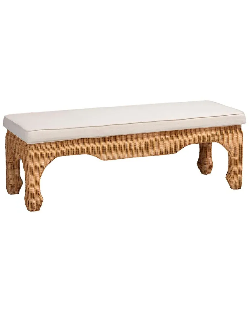 Abena Ming Style Bench with Cushion - Light Honey, Rattan image