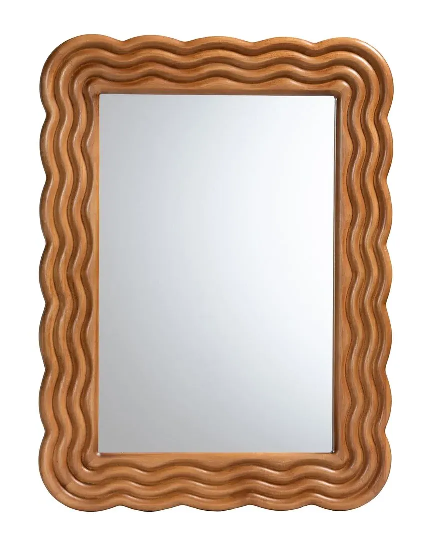 Acantha Scallop-Framed Accent Mirror - Walnut Brown image