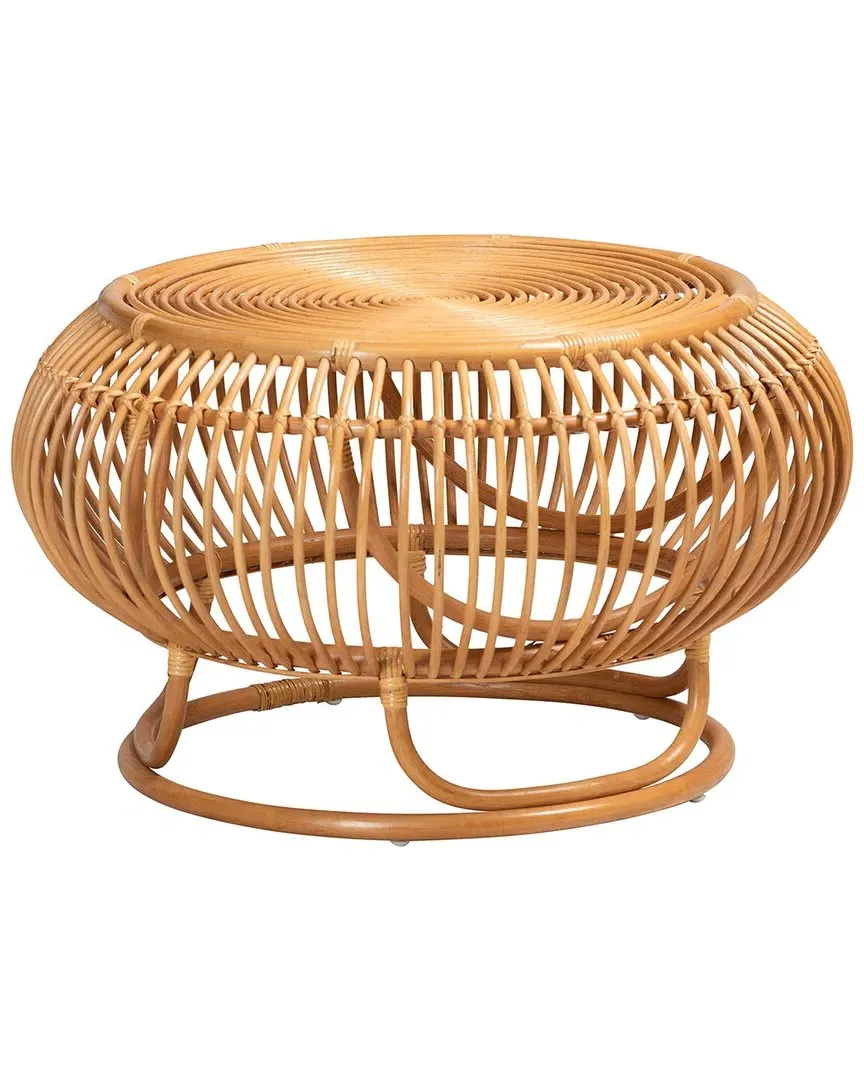 Adeola Round Lantern-Shaped Coffee Table - Light Honey, Rattan