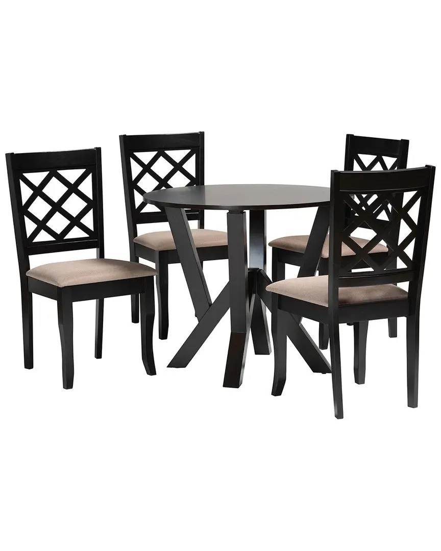 Adina 5-Piece Dining Set - Sand, Rubberwood