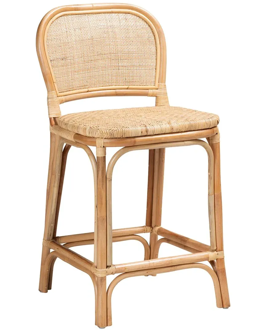 Adrena Counter Stool with Footrest - Natural Brown, Rattan image