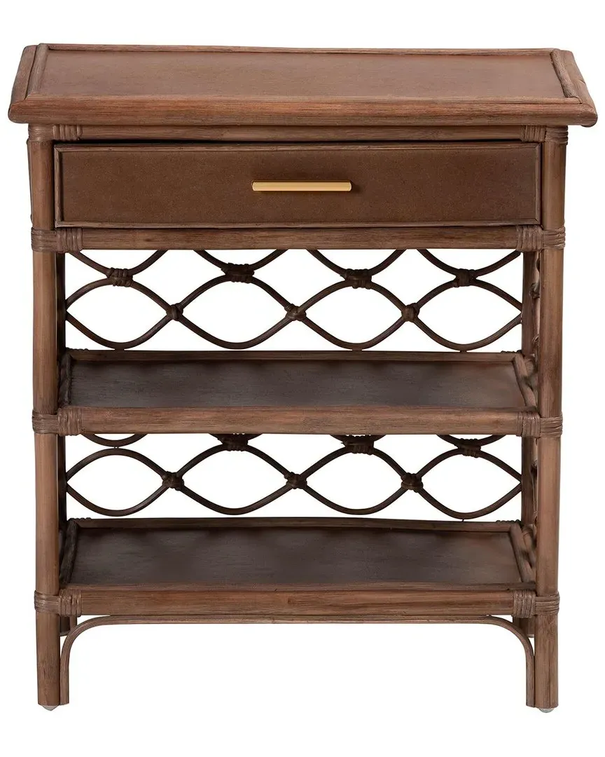Akane Rattan Nightstand with Drawer - Antique Brown image