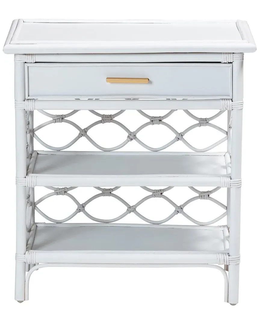 Akane Rattan Nightstand with Drawer - White