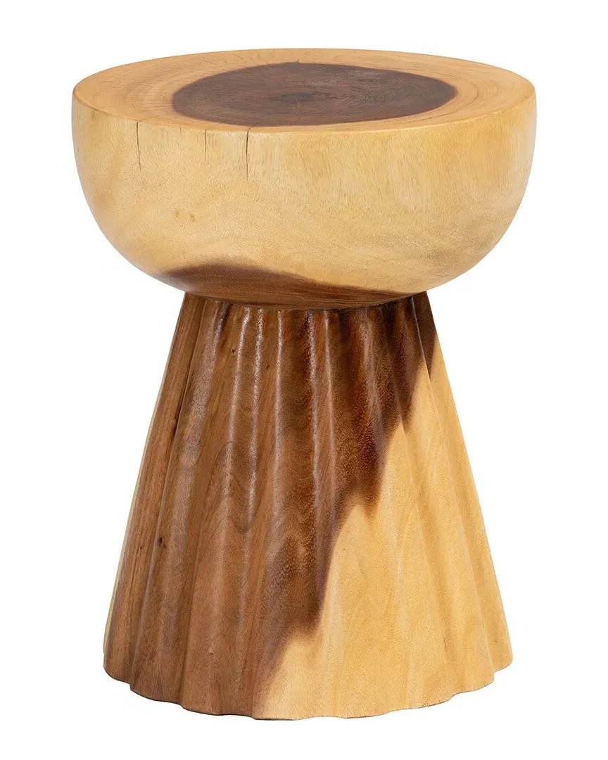 Alara Round Side Table - Natural Brown, Suar Wood