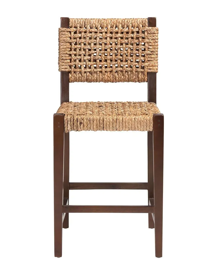 Alise Handwoven Seagrass Counter Stool - Natural, Mahogany