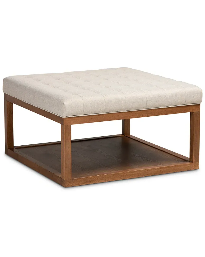 Alvere Square Cocktail Ottoman with Storage - Beige, Walnut image